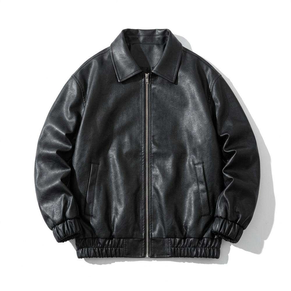 Mens Outlet House - Lylan | Matte-Finish Relaxed-Fit Leather Jacket Unisex