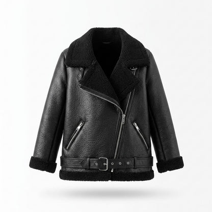 Mens Outlet House - Maver | Shearling-Lined Asymmetrical Leather Jacket Women