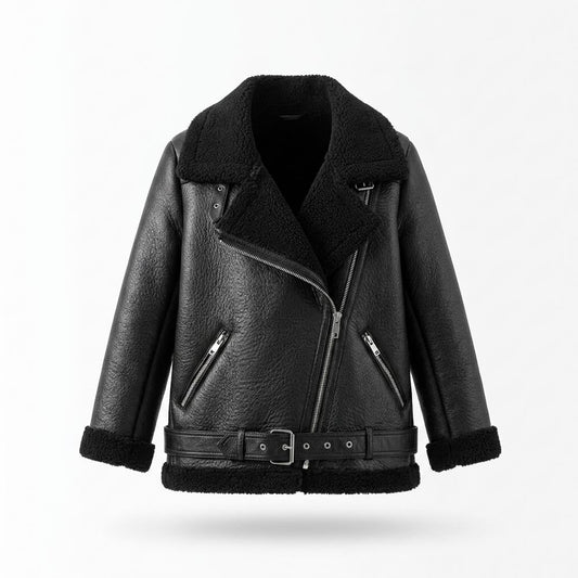 Mens Outlet House - Maver | Shearling-Lined Asymmetrical Leather Jacket Women