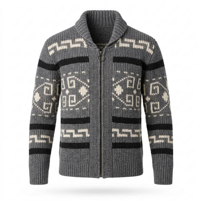 Mens Outlet House - Ketak | Zip-Up Patterned Knit Cardigan Men