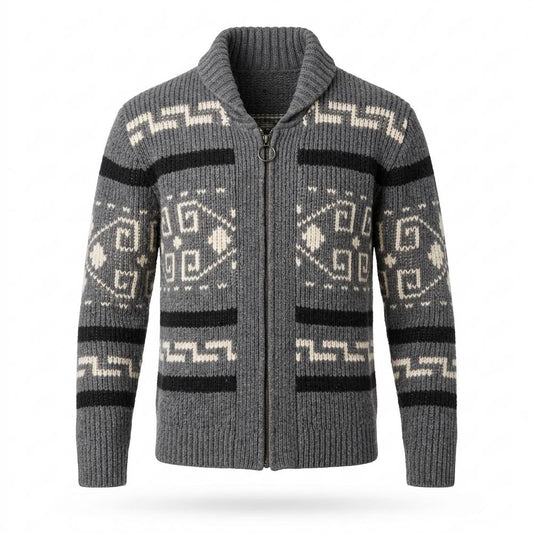 Mens Outlet House - Ketak | Zip-Up Patterned Knit Cardigan Men