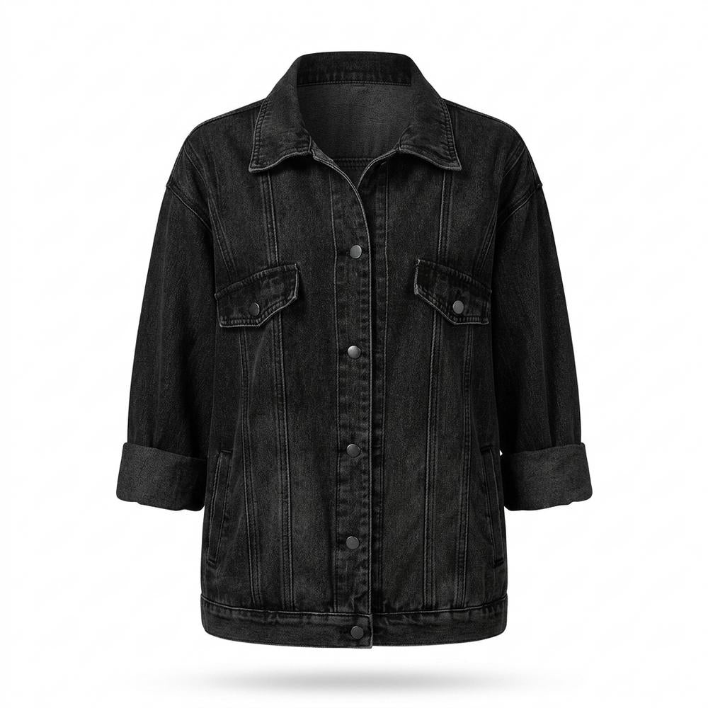 Mens Outlet House - Lerev | Button-Front Relaxed-Fit Denim Jacket Women