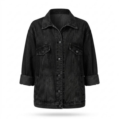 Mens Outlet House - Lerev | Button-Front Relaxed-Fit Denim Jacket Women