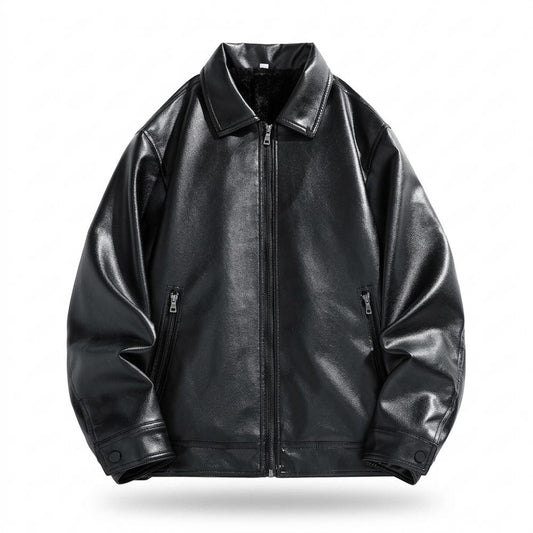 Mens Outlet House - Maror | Lined Straight-Cut Leather Jacket Men