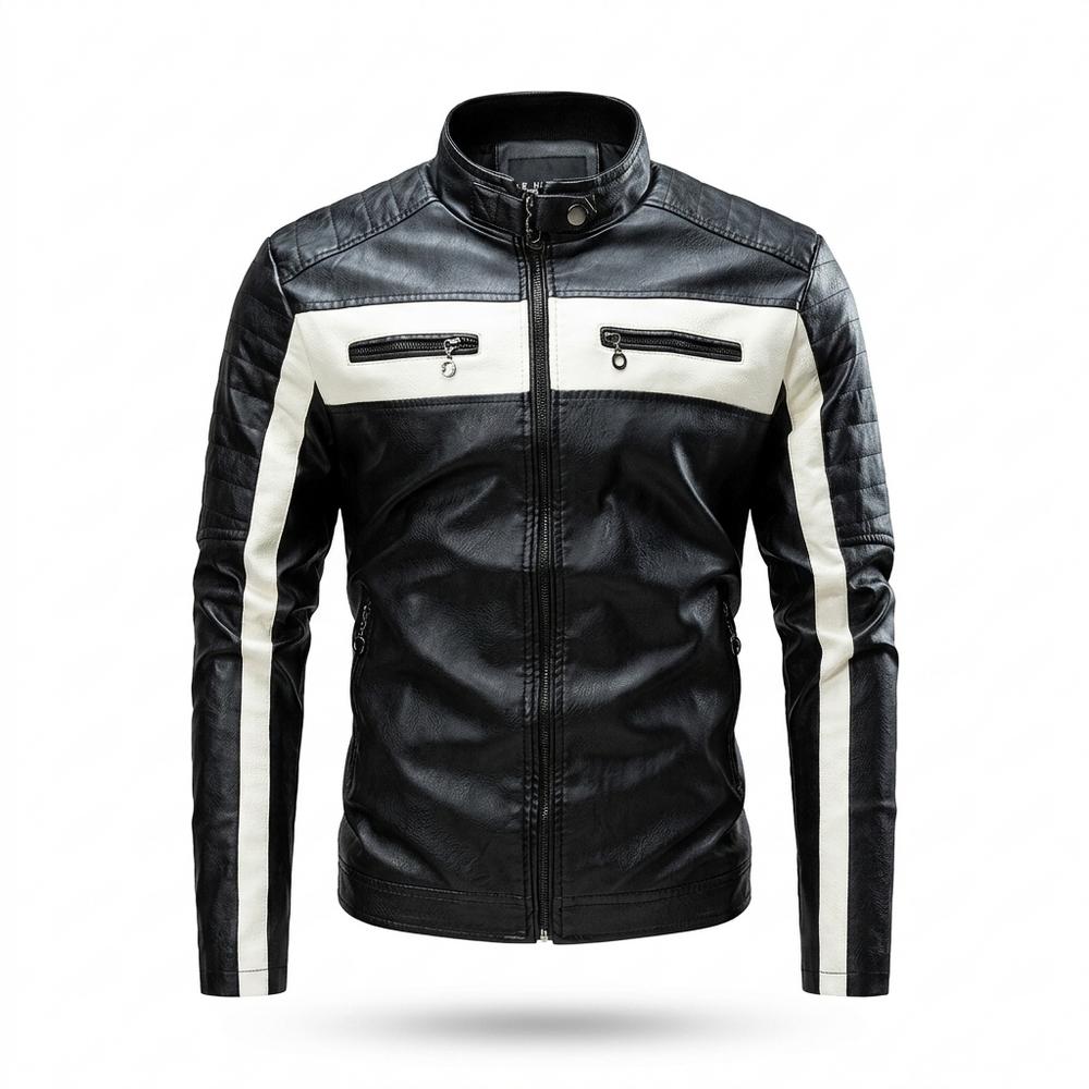 Mens Outlet House - Seram | Quilted Two-Tone Leather Jacket Men
