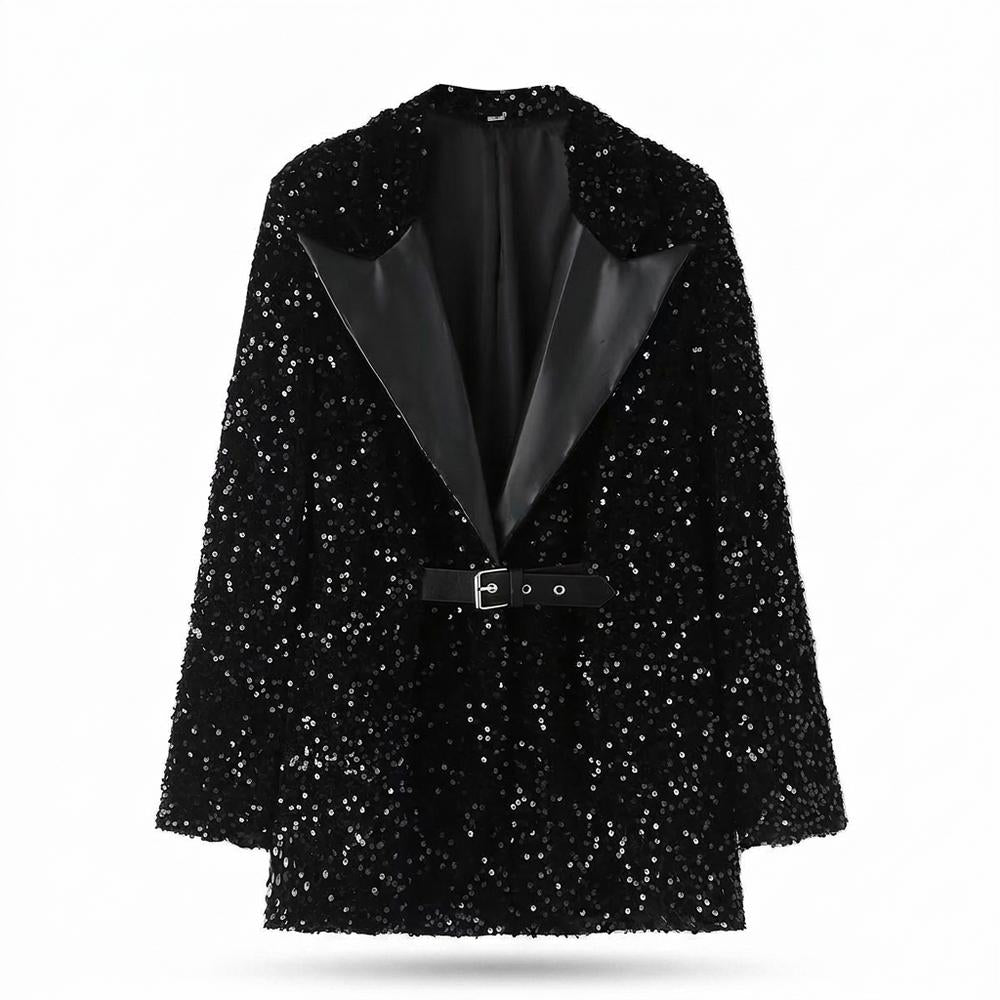 Mens Outlet House - Cosan | Sequined Belted Blazer Women
