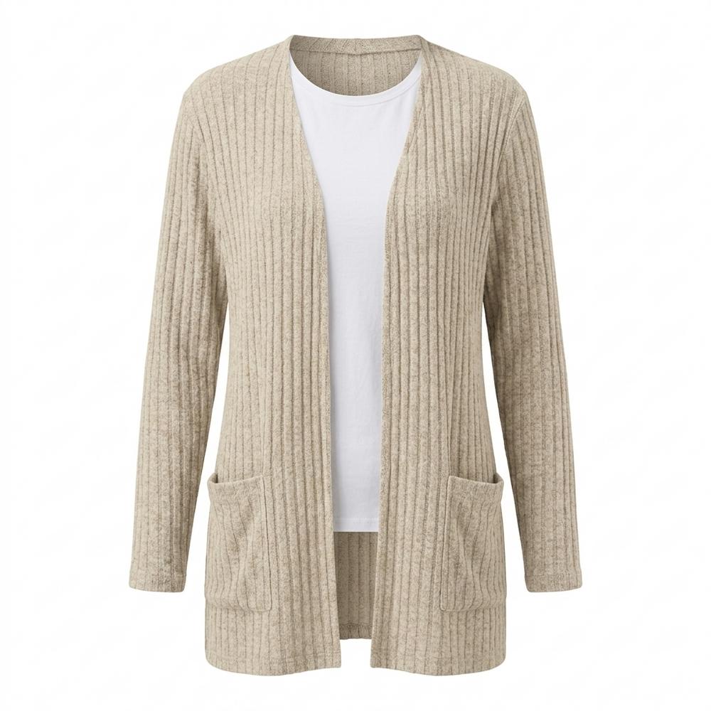 Mens Outlet House - Mahet | Ribbed Open-Front Knit Cardigan Women