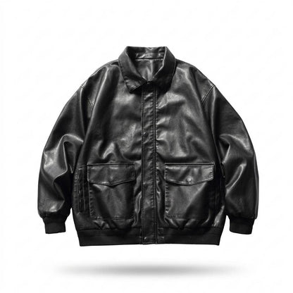 Mens Outlet House - Yonor | Faux-Leather Loose-Fit Leather Jacket Unisex