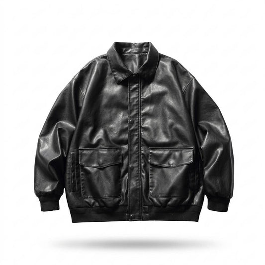 Mens Outlet House - Yonor | Faux-Leather Loose-Fit Leather Jacket Unisex