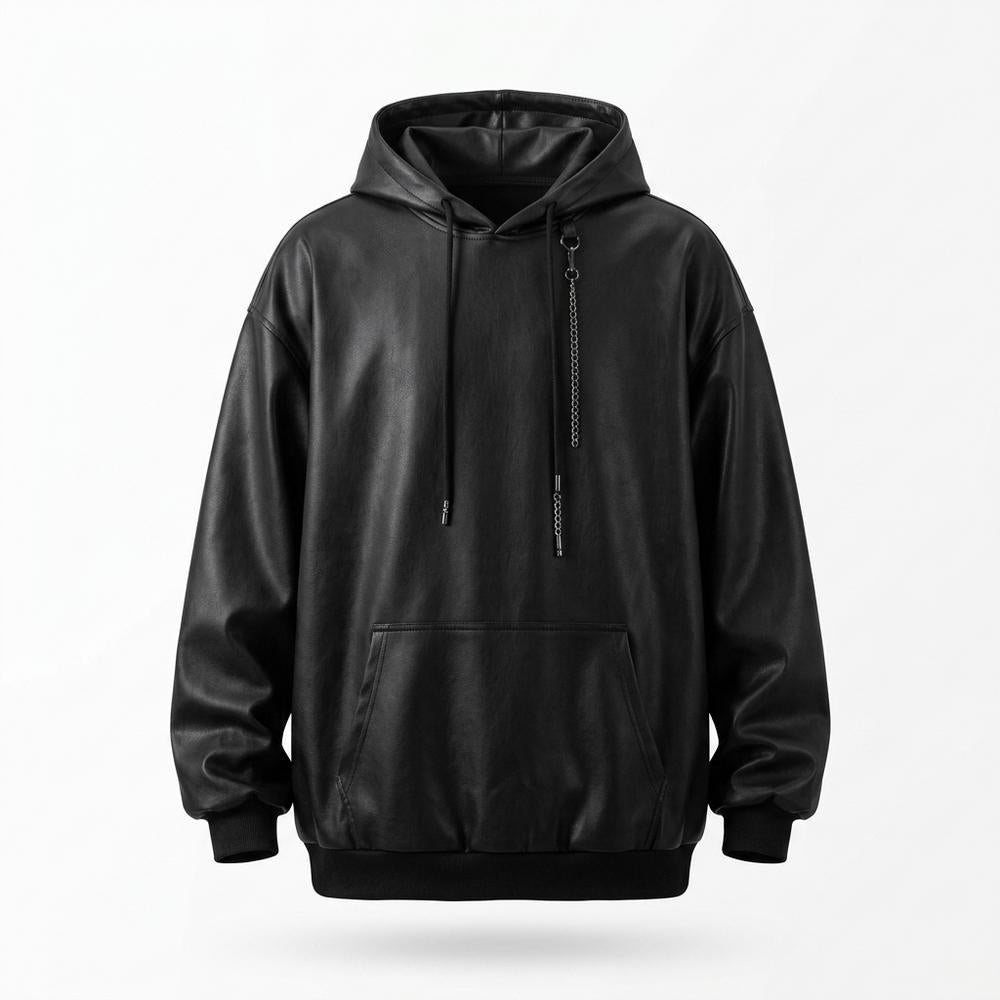 Mens Outlet House - Elmor | Faux Leather Oversized Hoodie Unisex