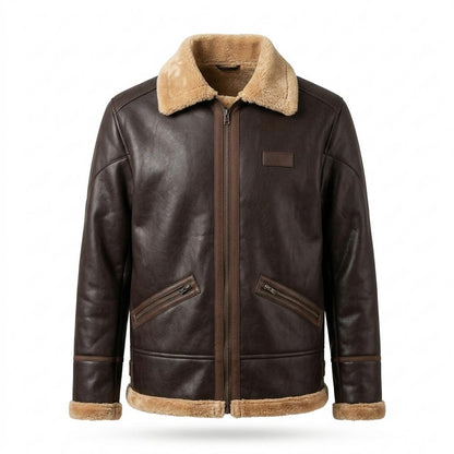 Mens Outlet House - Mavan | Lined Shearling-Collar Leather Jacket Men