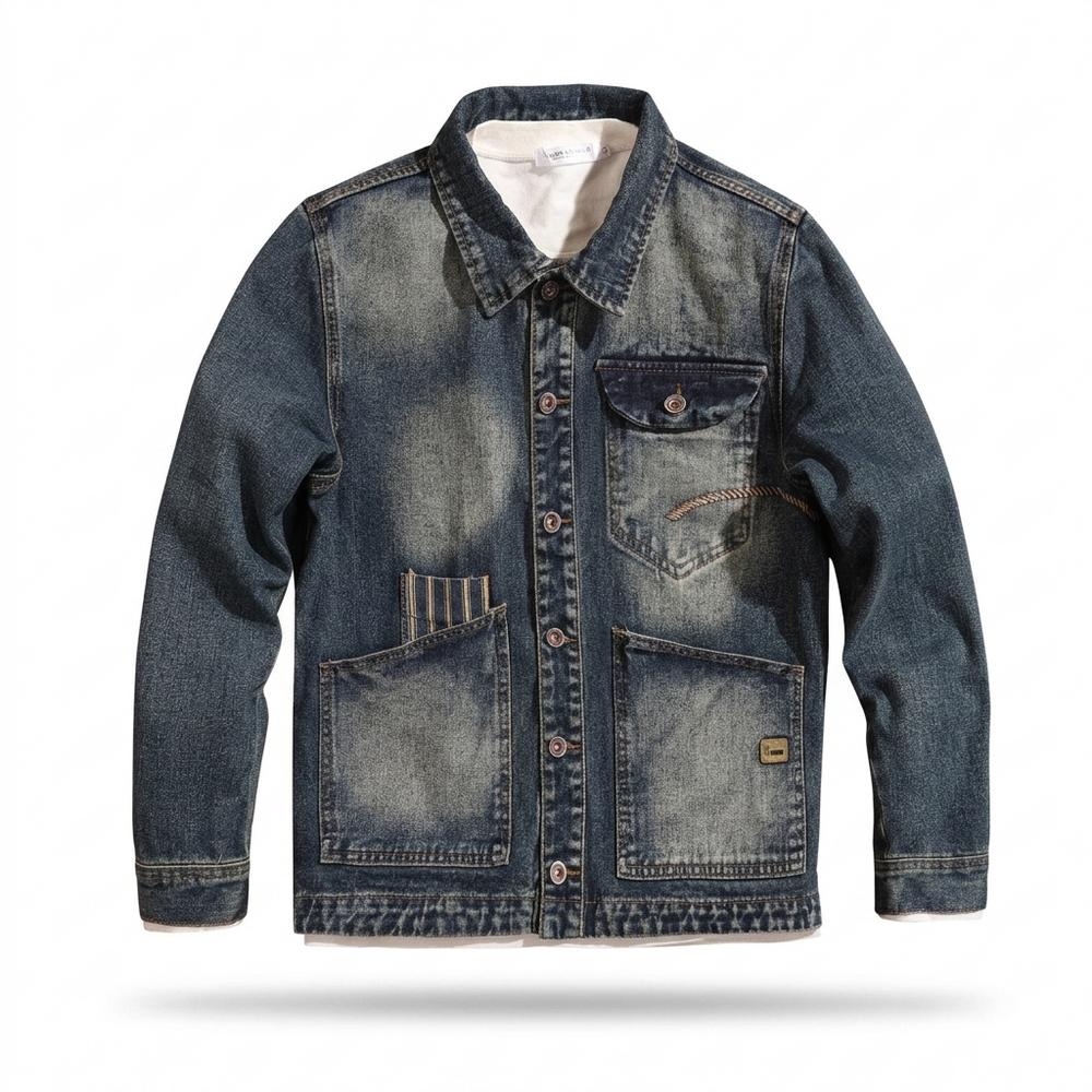 Mens Outlet House - Nevin | Washed Lined Denim Jacket Men