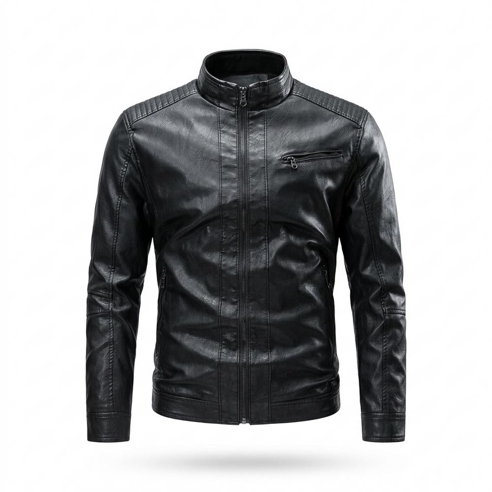 Mens Outlet House - Venav | Lined Zip-Up Leather Jacket Men