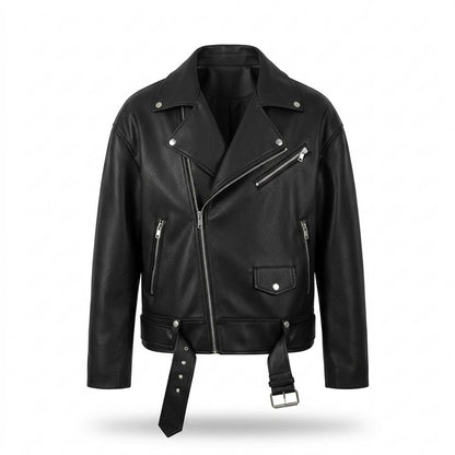 Mens Outlet House - Kevar | Asymmetrical Belted Leather Jacket Unisex