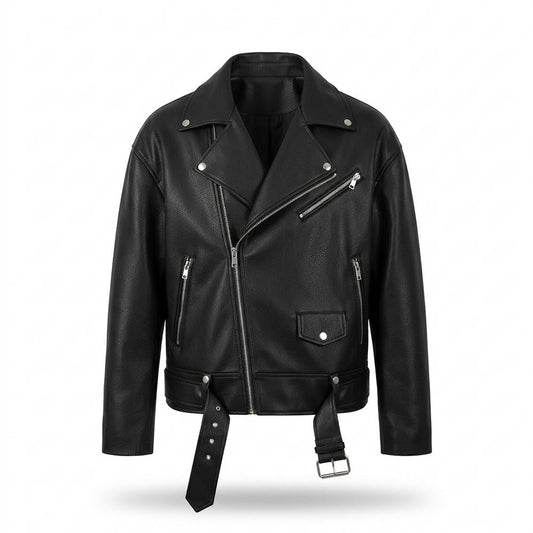 Mens Outlet House - Kevar | Asymmetrical Belted Leather Jacket Unisex