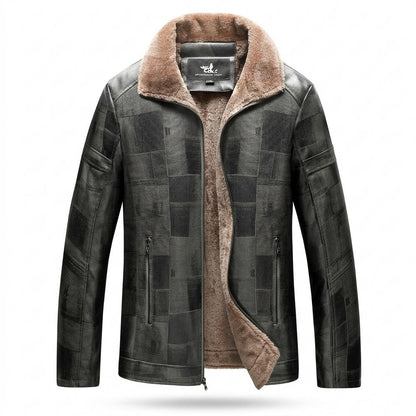 Mens Outlet House - Rohal | Lined Patterned Leather Jacket Men