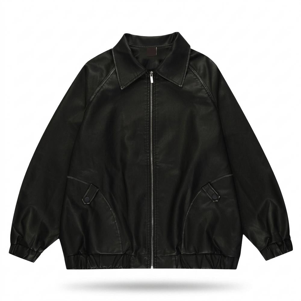 Mens Outlet House - Netal | Zip-Up Relaxed-Fit Leather Jacket Unisex
