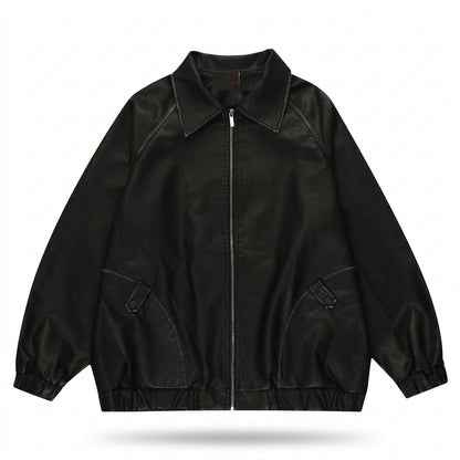 Mens Outlet House - Netal | Zip-Up Relaxed-Fit Leather Jacket Unisex