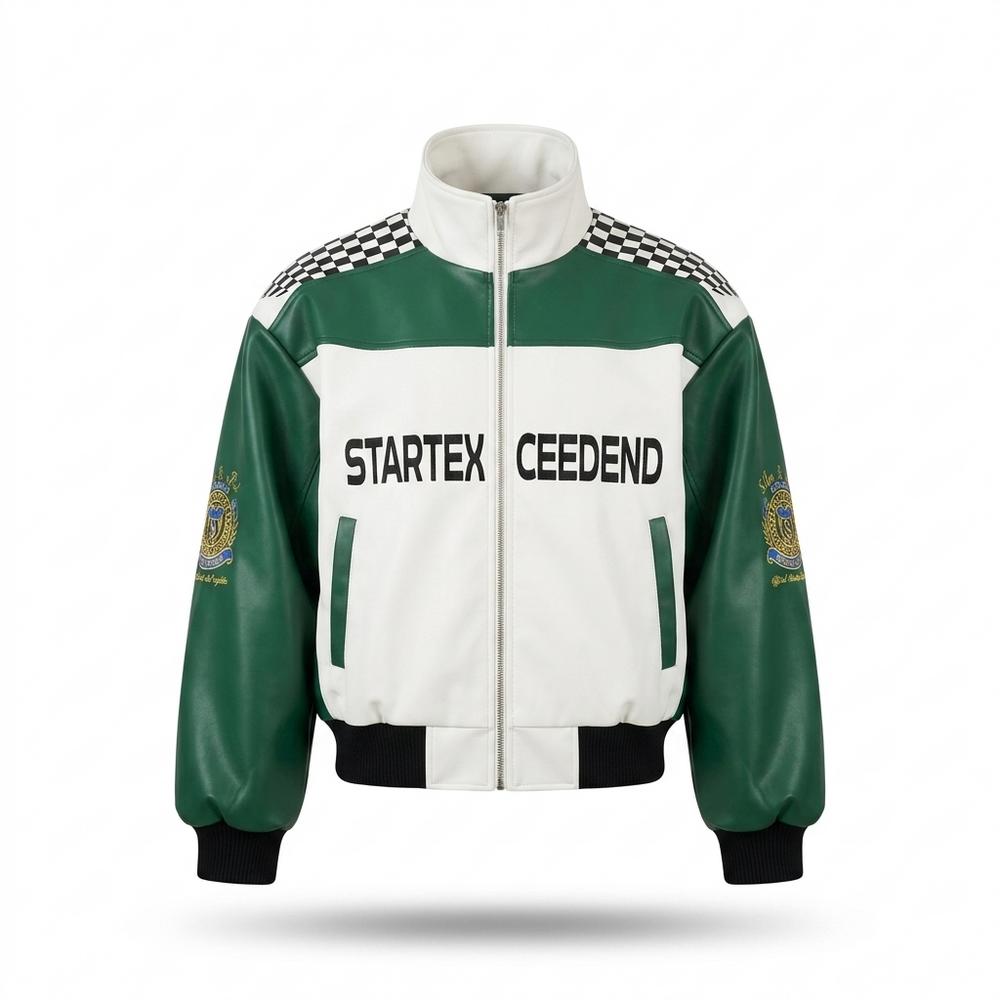 Mens Outlet House - Losil | Color-Block Zip-Up Leather Jacket Unisex