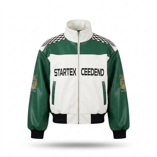 Mens Outlet House - Losil | Color-Block Zip-Up Leather Jacket Unisex