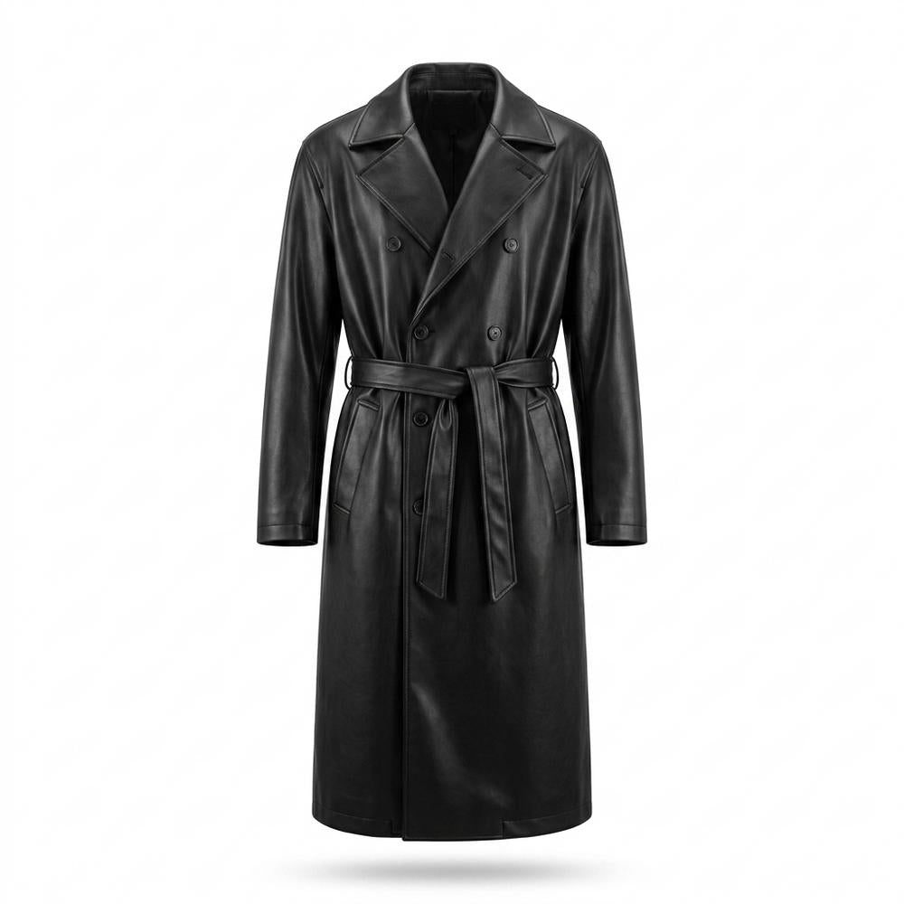 Mens Outlet House - Riron | Double-Breasted Belted Coat Men
