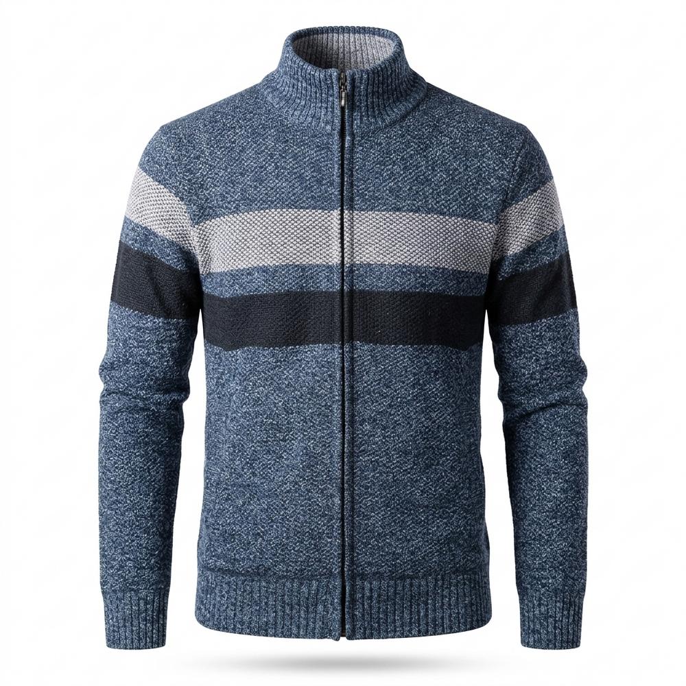 Mens Outlet House - Dasan | Zip-Up Striped Knit Cardigan Men