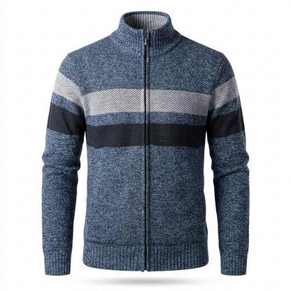 Mens Outlet House - Dasan | Zip-Up Striped Knit Cardigan Men