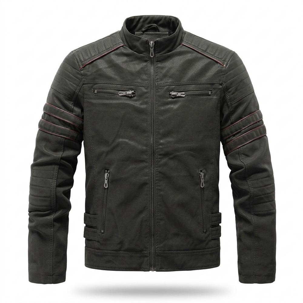 Mens Outlet House - Yotal | Quilted Piped Leather Jacket Men