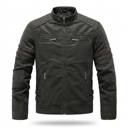Mens Outlet House - Yotal | Quilted Piped Leather Jacket Men
