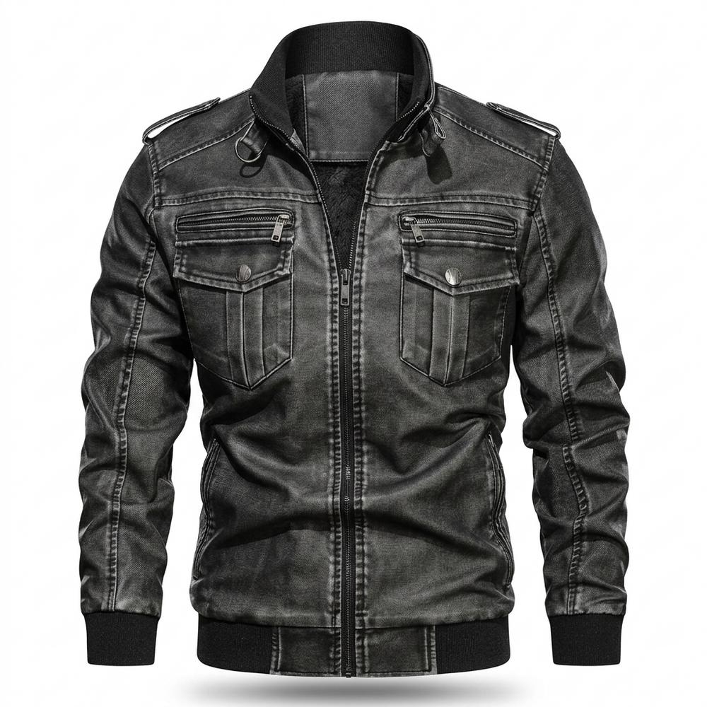 Mens Outlet House - Cosel | Lined Washed Leather Jacket Men