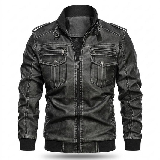 Mens Outlet House - Cosel | Lined Washed Leather Jacket Men