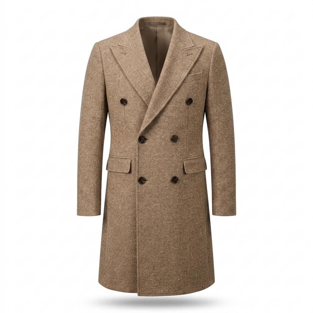 Mens Outlet House - Risel | Double-Breasted Textured Coat Men