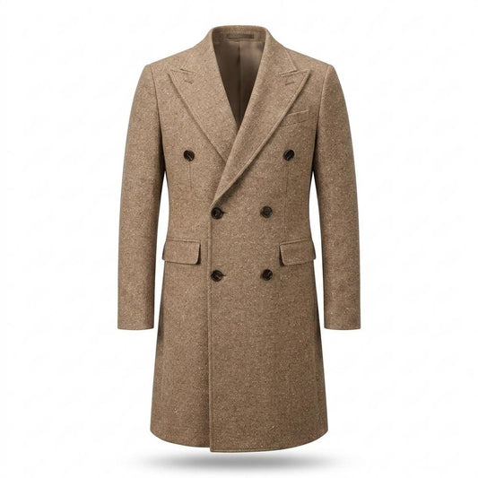 Mens Outlet House - Risel | Double-Breasted Textured Coat Men