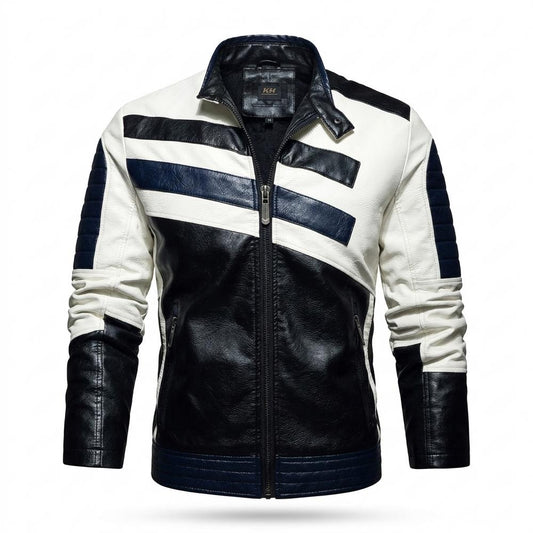 Mens Outlet House - Yodar | Color-Block Quilted Leather Jacket Men