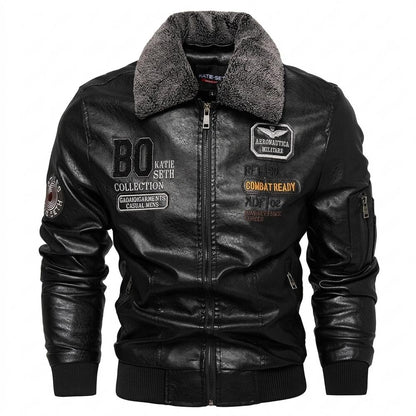 Mens Outlet House - Niser | Lined Embroidered Leather Jacket Men