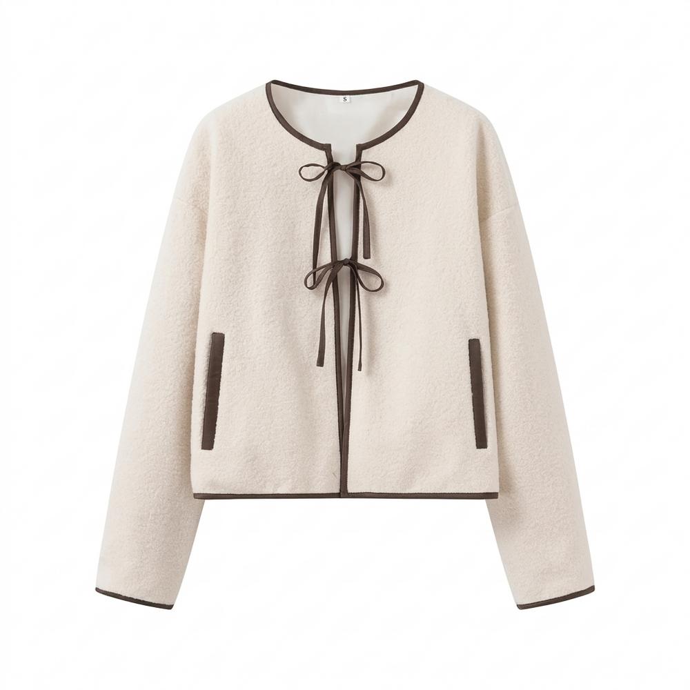 Mens Outlet House - Kelev | Collarless Tie-Front Jacket Women