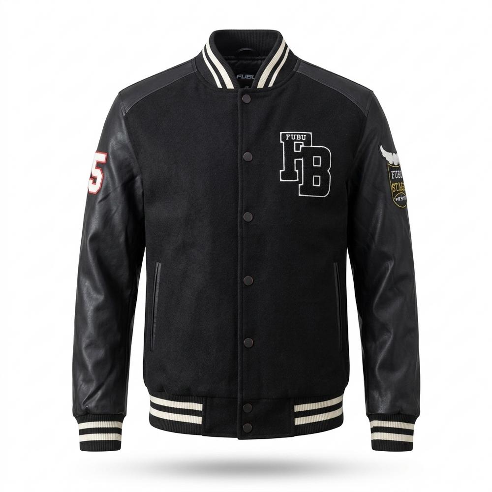 Mens Outlet House - Yolev | Leather-Sleeve Patched Jacket Men