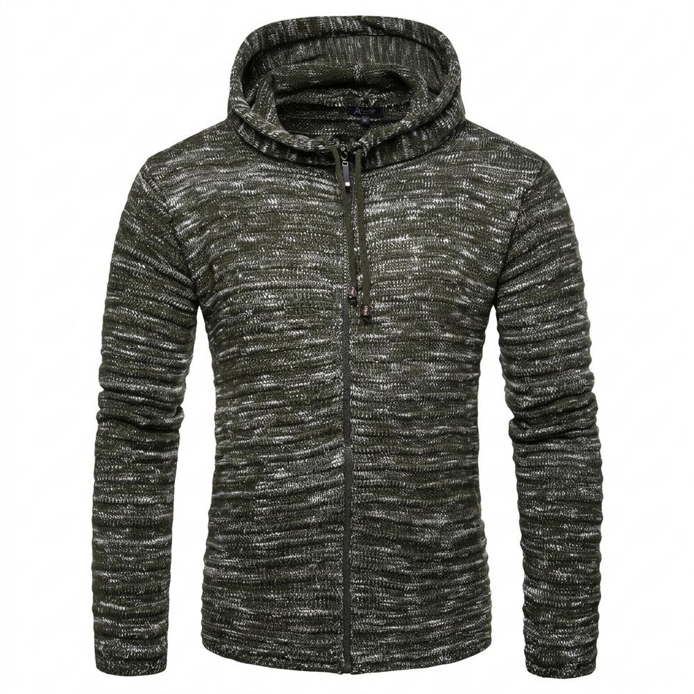 Mens Outlet House - Masel | Marled Zip-Up Knit Cardigan Men