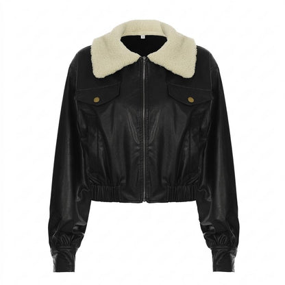 Mens Outlet House - Kesen | Shearling-Collar Cropped Leather Jacket Women
