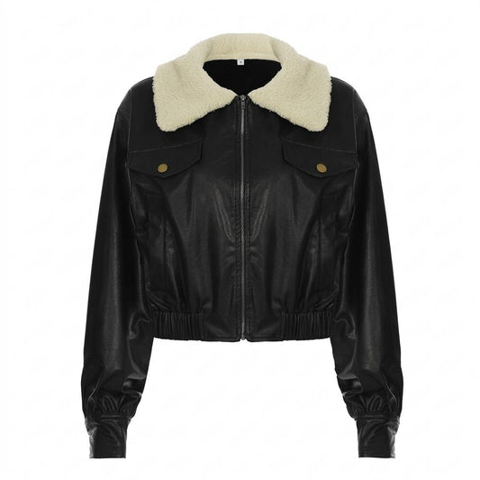 Mens Outlet House - Kesen | Shearling-Collar Cropped Leather Jacket Women