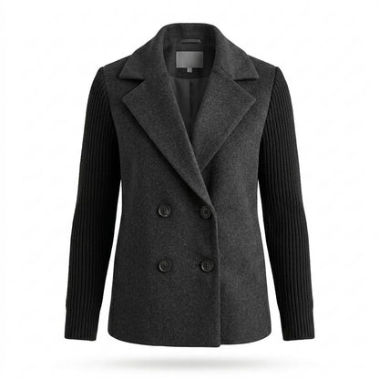 Mens Outlet House - Kavan | Double-Breasted Knit-Sleeve Coat Women