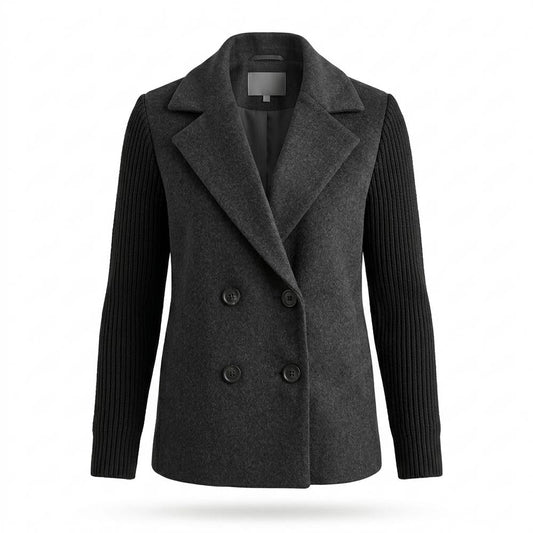 Mens Outlet House - Kavan | Double-Breasted Knit-Sleeve Coat Women