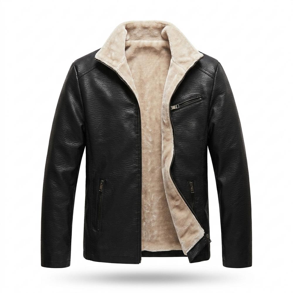 Mens Outlet House - Vavel | Sherpa-Lined Zip-Up Leather Jacket Men
