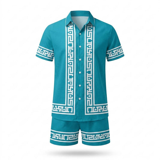 Mens Outlet House - Valen | Geometric Short-Sleeved Suit Men