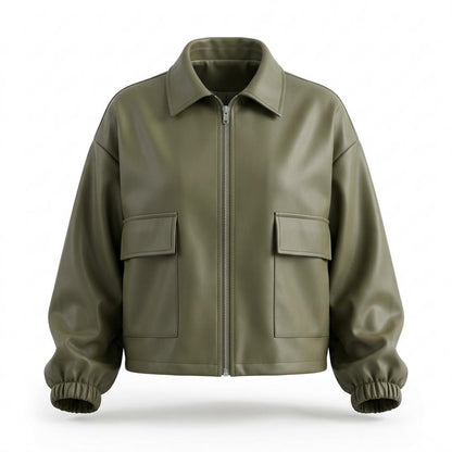 Mens Outlet House - Norel | Boxy Faux-Leather Jacket Women