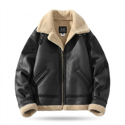 Mens Outlet House - Tavar | Sherpa-Lined Faux Leather Jacket Men