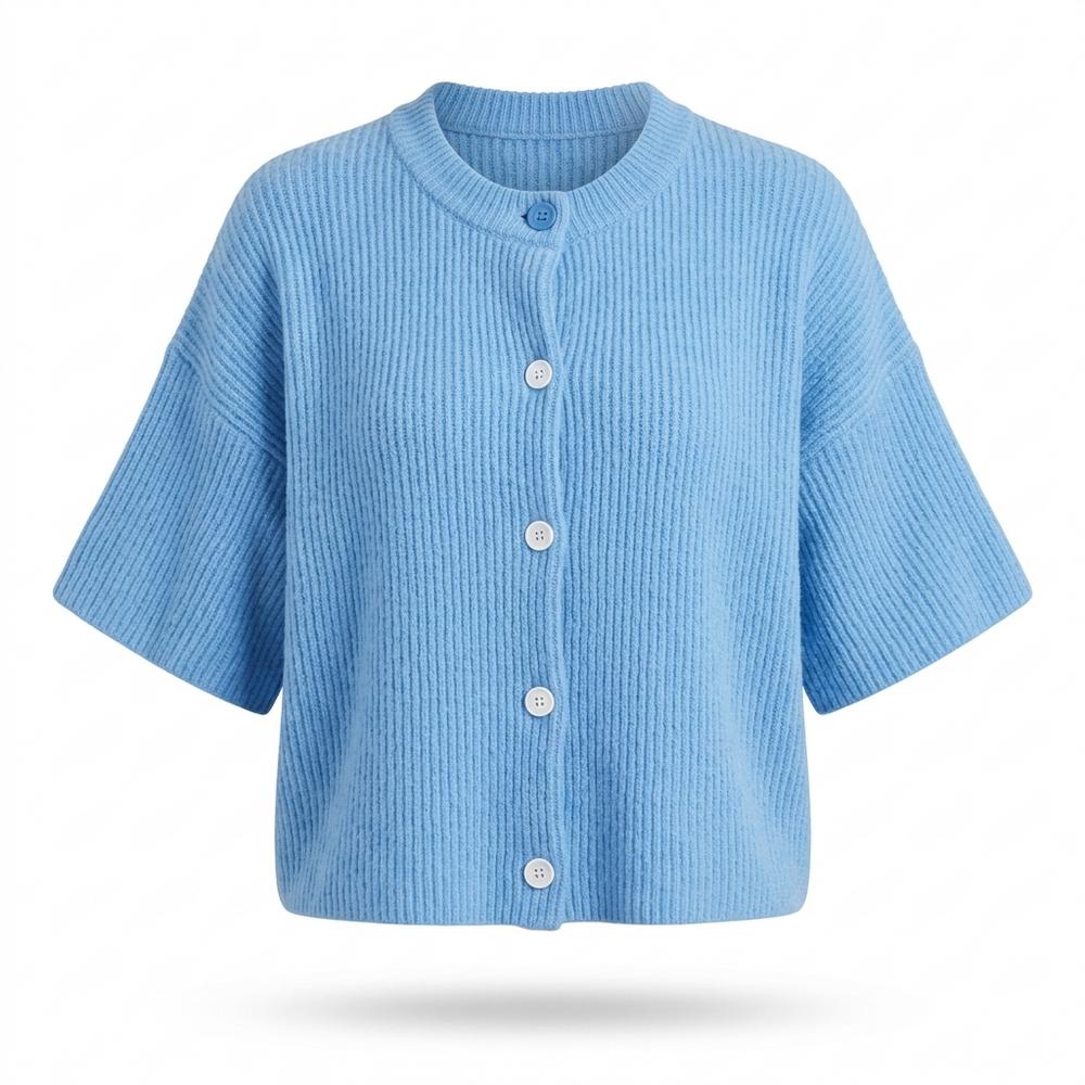 Mens Outlet House - Nehom | Rib-Knit Short-Sleeve Knit Cardigan Women