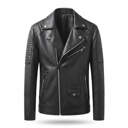 Mens Outlet House - Lenor | Quilted Asymmetrical Leather Jacket Men