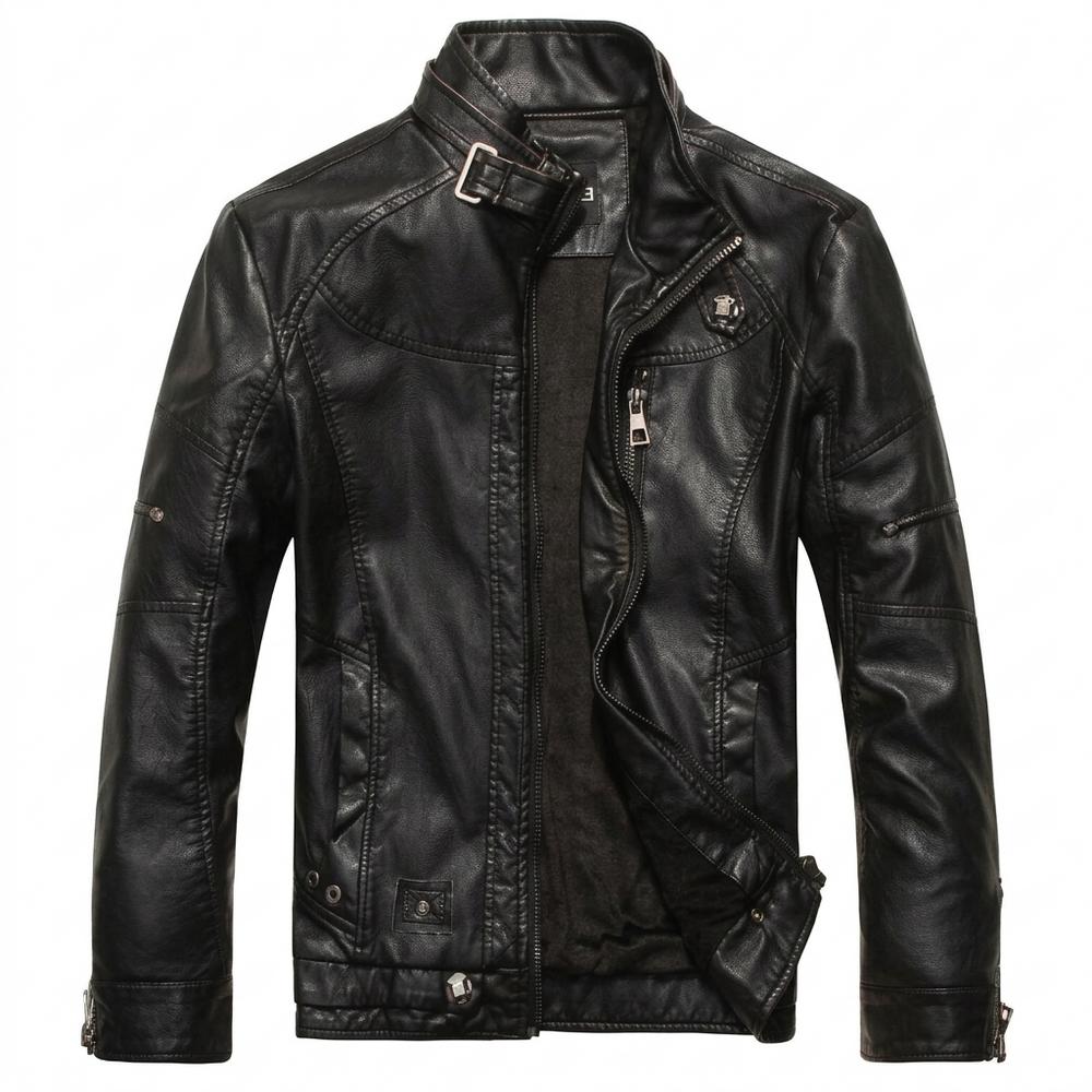 Mens Outlet House - Caser | Lined Zip-Up Leather Jacket Men