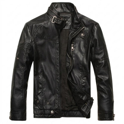 Mens Outlet House - Caser | Lined Zip-Up Leather Jacket Men
